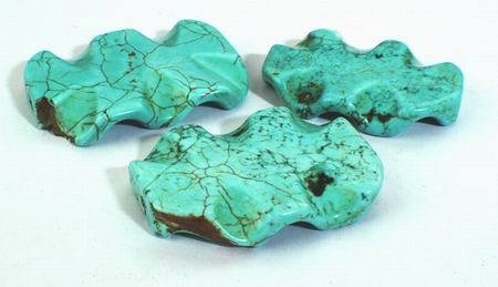 Huge Wavy  GreenTurquoise Slab Beads - 2 Large