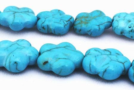 14 Blue Turquoise Spider Vein Flower Beads