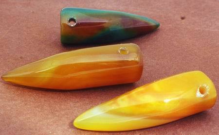 Horn-shape Yellow & Green Agate Beads