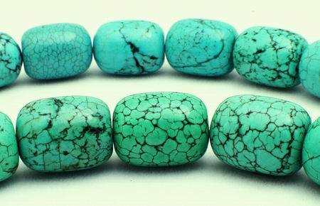 Monstrous Blue Turquoise Spiderweb Barrel Beads - Heavy 16mm!