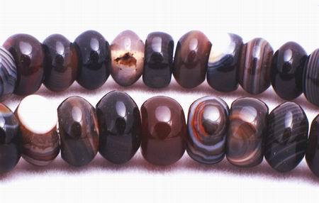 80 Silky Black  Agate Rondelle Beads