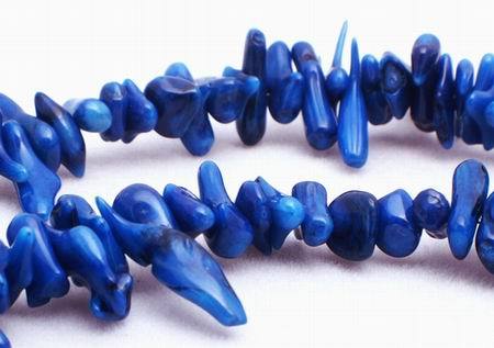 Royal Blue Root Coral Chip Beads