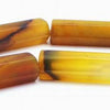 Slender Hexagonal Yellow Agate Tube Beads - 29mm Long