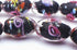 Beautiful Pink & Black Flower Lampwork Beads - 17mm x 11mm