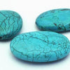 Four  Large Spider Vein Blue Turquoise Oval Beads