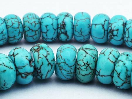 Spider Vein Blue Turquoise Rondelle Beads