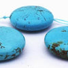 4 Blue Turquoise Matrix Button Beads - Large 35mm