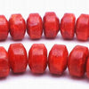 80 Ox Blood Red Coral Sponge Rondell Beads