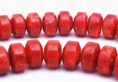 80 Ox Blood Red Coral Sponge Rondell Beads