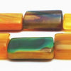 Large Polished Yellow & Green Agate Pillow Beads - 25mm x 18mm