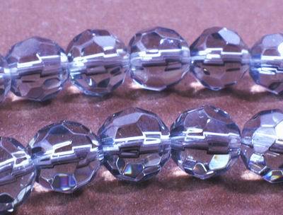 Faceted 6mm Grey Glass Bead String