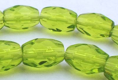 Faceted Snazzy Olive Green Barrel Beads