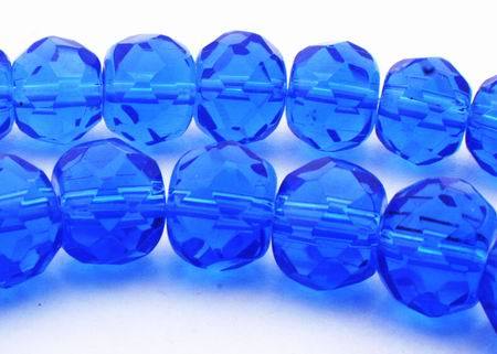 Sparkling Faceted Sapphire Blue Glass Beads