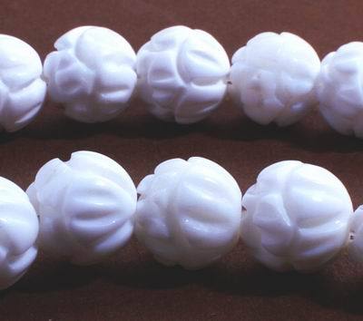 Unusual Carved White Bamboo  Coral Flower Beads