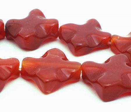 Unusual Large Wavy Red Carnelian Square Beads