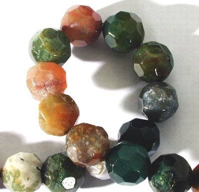Large Faceted Majestic Indian Agate 12mm Beads