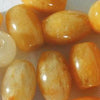 20 x 12mm Yellow and White Jade Barrel Beads