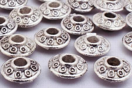100 Silver Flying Saucer Bead Spacers