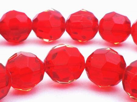 Faceted Fire Engine Red Glass Beads - 10mm