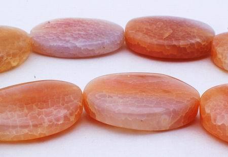 Gleaming Peach Fire Agate Oval Beads - Large