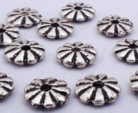 50 Silver 9-Petal Bead Spacers