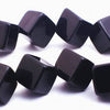 Glittering Black Opaque Glass Cube Beads