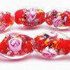 Seductive Pink Rose Lampwork Oval Beads