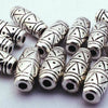 50 Aztek Barrel Tibetan Silver Bead Spacers - 11mm x 5mm