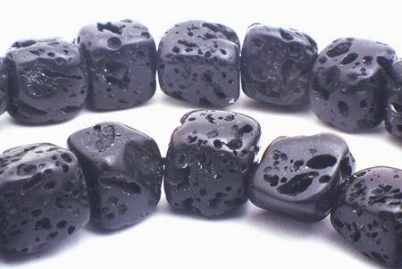 Chunky  Black Volcanic Lava Cube  Beads