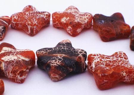 Wavy Crab Fire Agate Square-Diamond Beads - Large 17mm