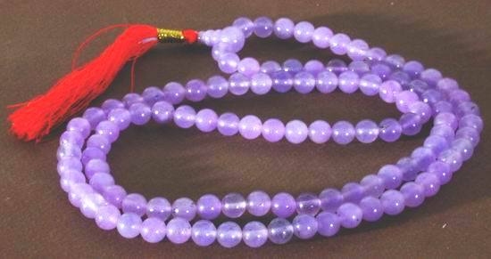 Chinese Lavender Jade Buddhist Mala Necklace