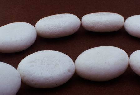 Snow-White Bamboo Coral Puff Oval Beads