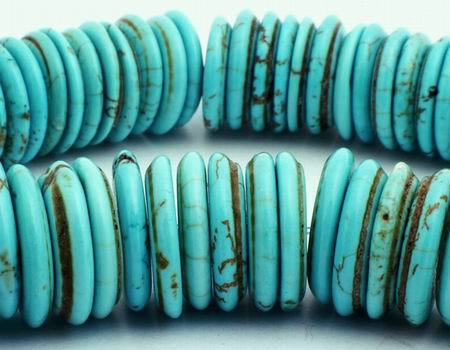 56 Large 14mm Blue Turquoise Disc Beads - For Striking Jewellery!