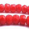 100 Faceted Rich Red Coral Rondelle Beads - 6mm x 4mm
