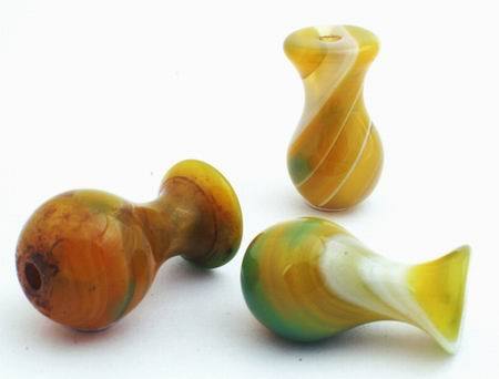 6 Large Yellow & Green Agate Bottle Beads