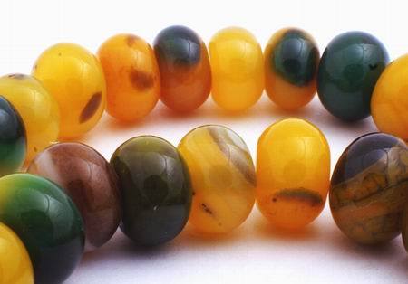 Slinky Yellow & Green Carnelian Rondelle Beads - Large