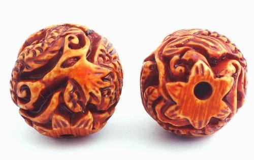 10 Large  Carved Dragon & Phoenix Beads
