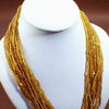 Long 18-String Golden Seed Bead Necklace