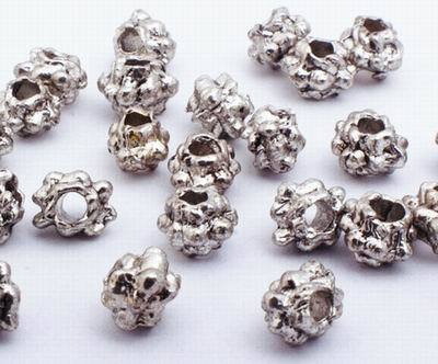 100 Tiny Silver Tumbled Wheel Bead Spacers