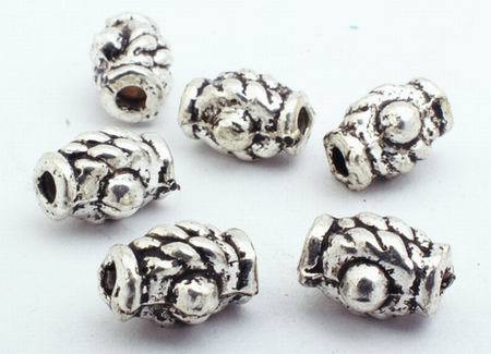 40 Silver Roped Barrel Bead Spacers