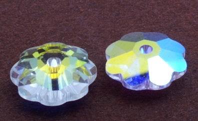 4 x AB Swarovski Light Yellow Flower Beads - 6mm x 2mm