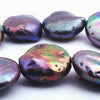 Large 13mm Peacock Black Pearl Button Beads