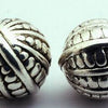 8 Large Silver Football Bead Spacers - 17mm