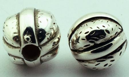 8 Large Silver Walnut Bead Spacers - 15mm