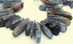73 Slate-Blue Natural Kyanite Fancy Drop Needle Beads