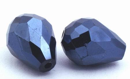 25 Devil Black Sparkling Crystal Teardrop Beads