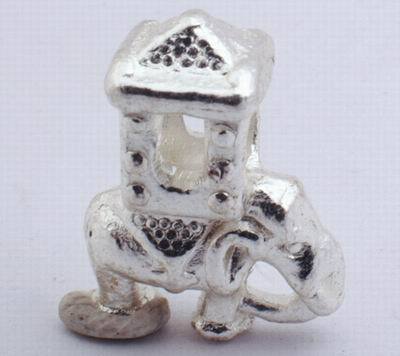2 Silver Indian Elephant & Sedan Chair Charm Beads