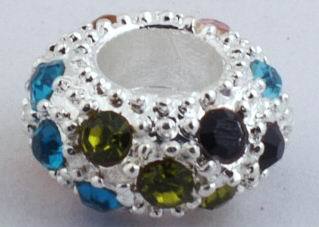 2 Magical Rhinestone Rondelle Charm Beads