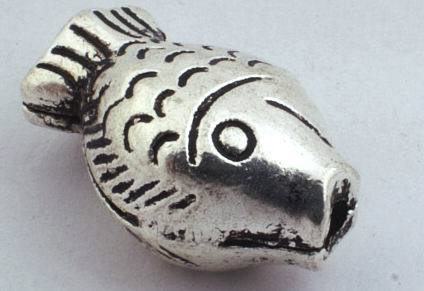 2 Large Enchanting Silver Fish Charm Beads