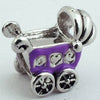 2 Silver & Purple Pram Charm Beads